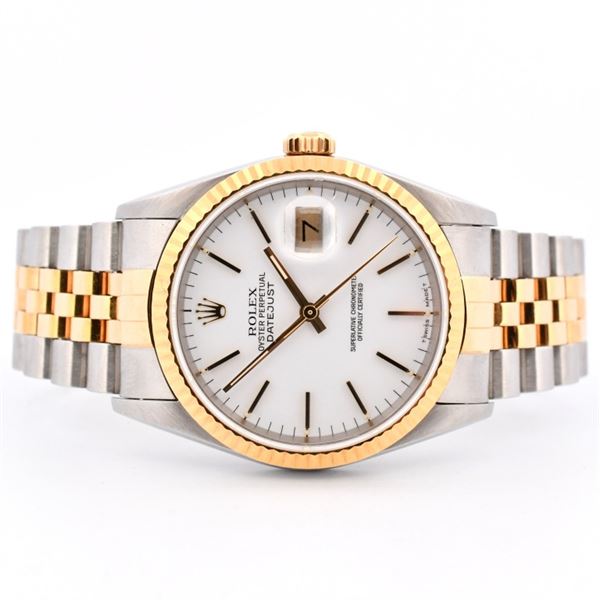 Rolex DateJust YG/SS White Index Dial 36 Wristwatc