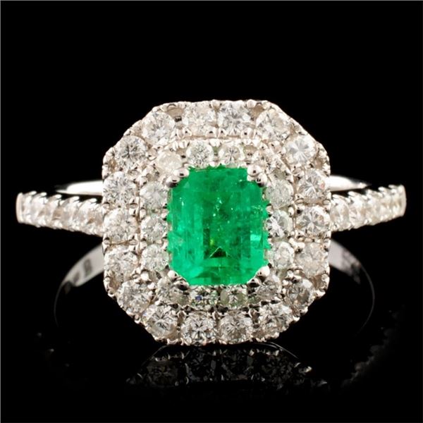 18K Gold 0.60ct Emerald & 0.80ctw Diamond Ring