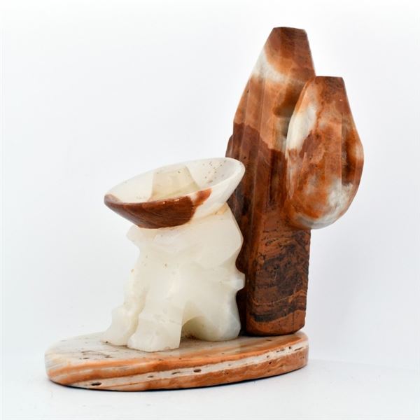 Vintage Carved Onxy Sculpture Incense Holder