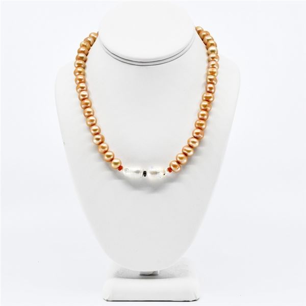 Pink Pearl Baroque Center Pearls Necklace