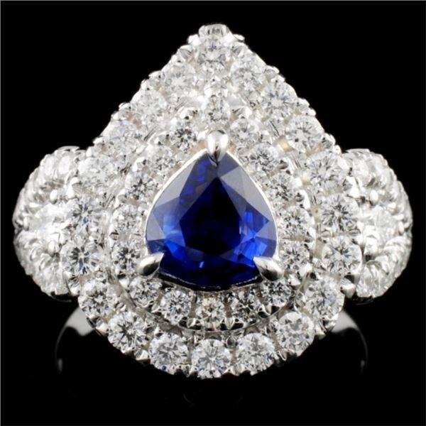 18K Gold 1.10ct Sapphire & 1.45ct Diamond Ring
