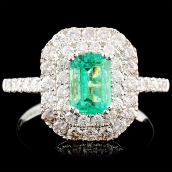 18K Gold 0.70ct Emerald & 0.85ctw Diamond Ring