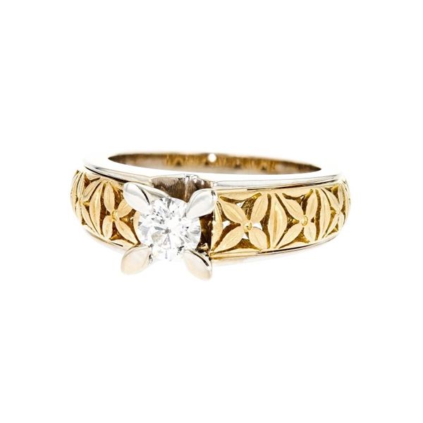 18K Two Tone Gold 0.45ct Diamond Solitaire Ring