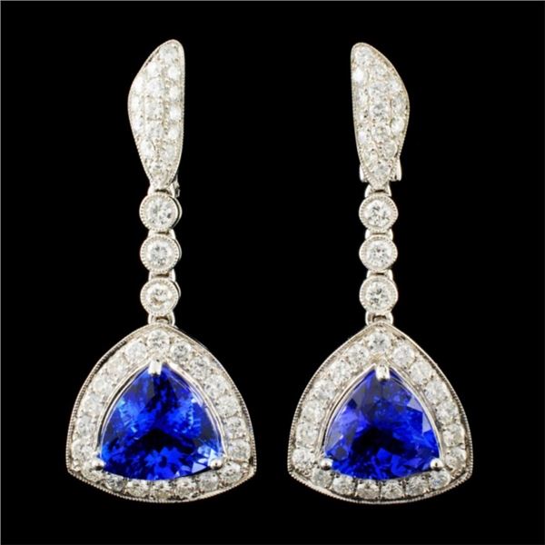 18K Gold 8.00ct Tanzanite & 2.10ct Diamond Earring