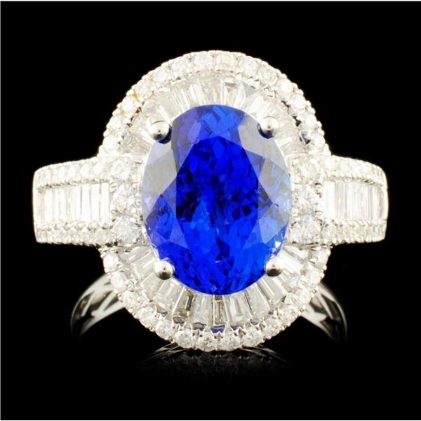 18K Gold 3.95ct Tanzanite & 1.30ctw Diamond Ring