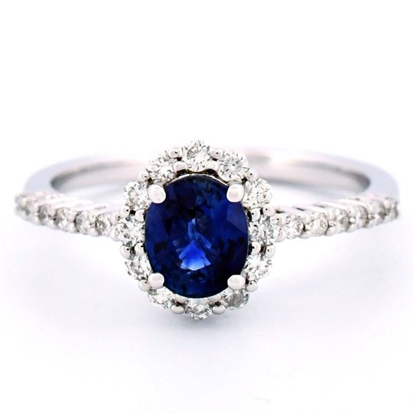 18k Gold 1.01ct Sapphire & 0.31ct Diamond Ring