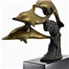 Image 7 : Brass Lucky Dolphin Sculpture on Black Base