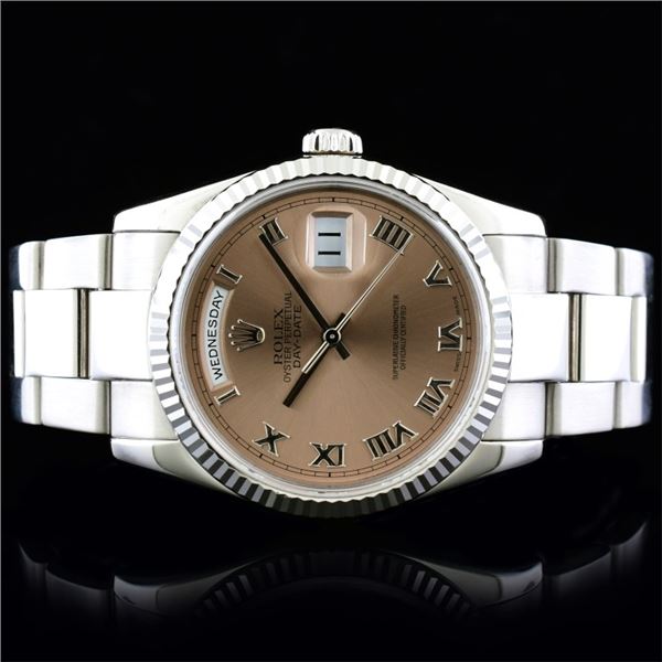 Rolex Day-Date 18K Gold Salmon President 36 Watch