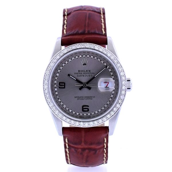 Rolex DateJust Slate String 1.50ct Diam 36 Leather