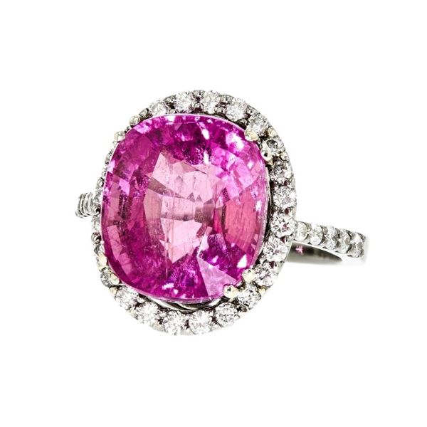 18K White Gold 10.85ct Tourmaline & 0.75ctw Diamon