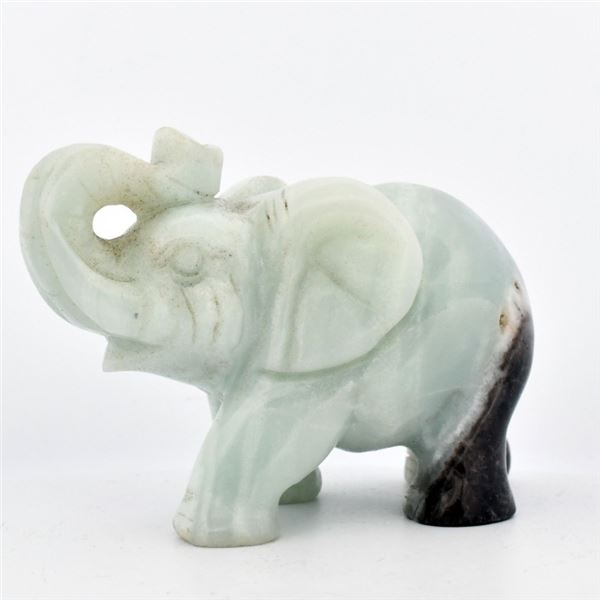 Carved Jade & Marble Elephant, 20th Century