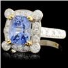 Image 2 : 18K Gold 4.20ct Sapphire & 1.00ct Diamond Ring