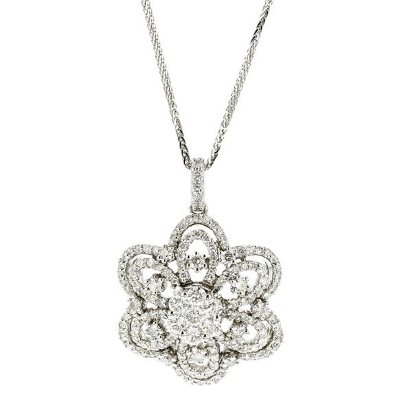 18K White Gold 2.05ctw Diamond Pendant