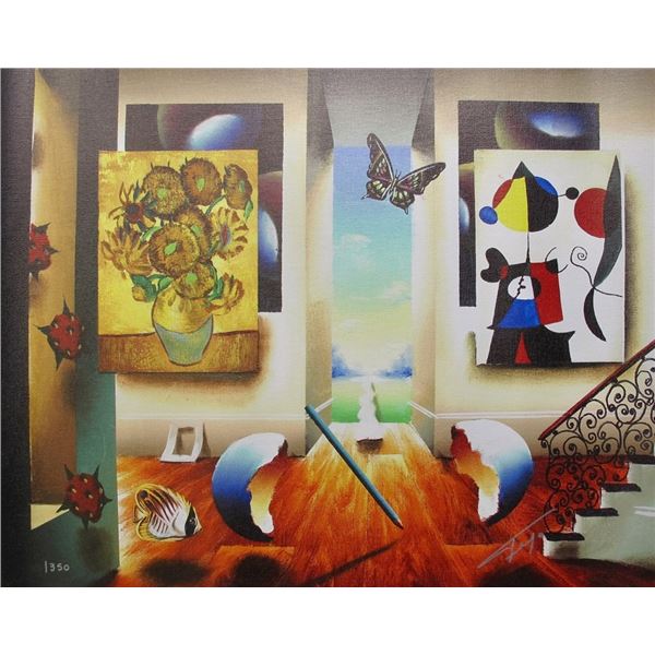 FERJO MIRO AND SUNFLOWERS Hand signed Giclee on Ca