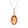 Image 1 : 18K Rose Gold 8.25ct Citrine & 0.93ct Diamond Pend