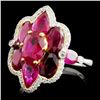 Image 2 : 18K Gold 4.50ct Ruby & 0.20ctw Diamond Ring
