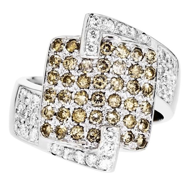 18K White Gold 1.10ctw Diamond Fancy Color Ring