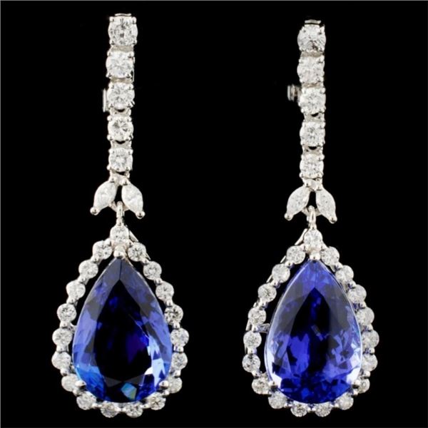 18K Gold 14.25ct Tanzanite & 1.95ct Diamond Earrin