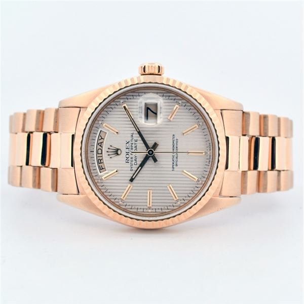 Rolex Day-Date 18K President Tapestry 36 Wristwatc