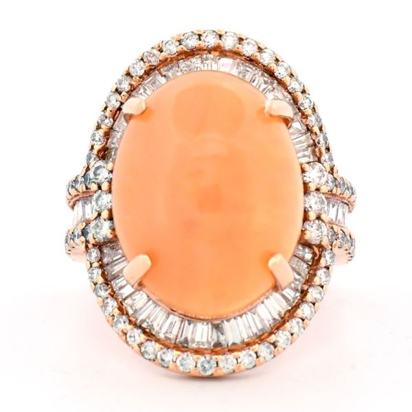 18K Rose Gold 6.75ct Opal & 1.68ct Diamond Ring
