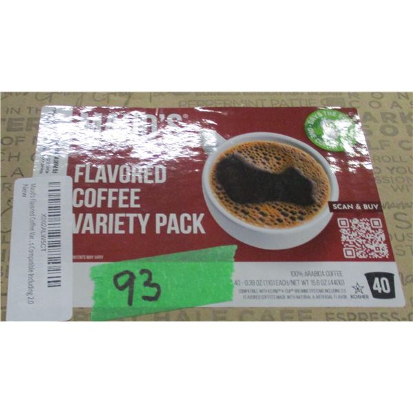 SHELF PULLS (AS IS):  MAUDS VARIETY PACK COFFEE (APPROX. 40 K-CUPS) - BOX