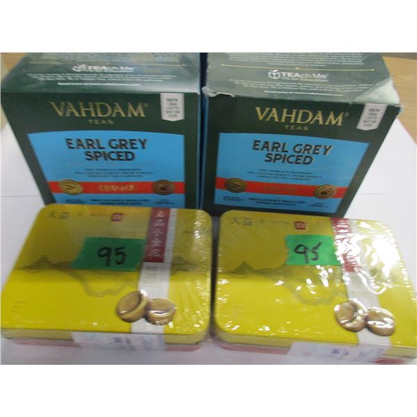SHELF PULLS (AS IS):  BOX C/W BARRY'S TEA, 2 EARL GREY SPLASH TEA, 2 POWER TEA
