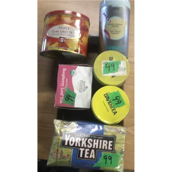 SHELF PULLS (AS IS):  6 ASSORTED TINS/BOXES OF TEAS