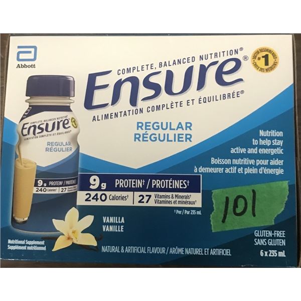 VANILLA ENSURE REGULAR DRINK (6 BOTTLES X 235 ML) (BEST BEFORE OCT. 2026)