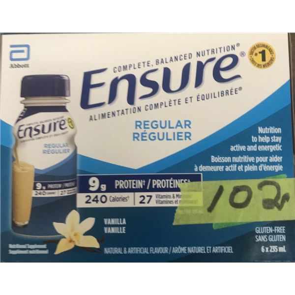 VANILLA ENSURE REGULAR DRINK (6 BOTTLES X 235 ML) (BEST BEFORE OCT. 2026)