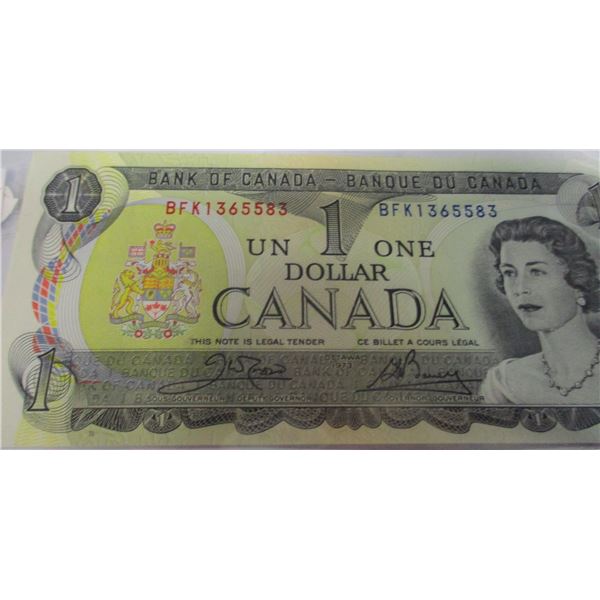 1973 CRISP UNCIRCULATED LAST OF CANADA $1 BILLS