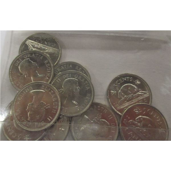 10 - 1963 CH/BU OVER 60 YEAR OLD CANADA NICKELS