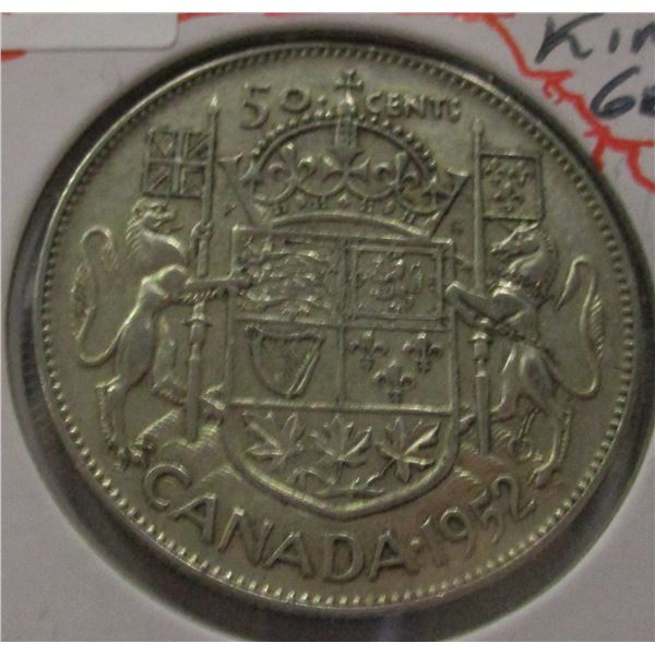 1952 CANADA KING GEORGE VI SILVER HALF DOLLAR