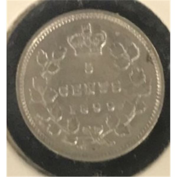 1899 CANADA VICTORIAN SILVER FIVE CENT