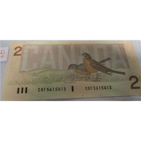 1986 CRISP UNCIRCULATED BIRD SERIES LAST OF CANADA $2 BILLS