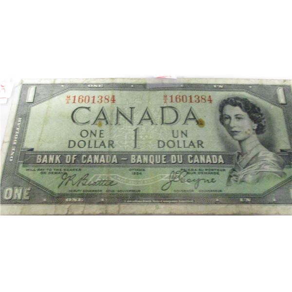 1954 DEVILS FACE LEGAL TENDER CANADA DOLLAR