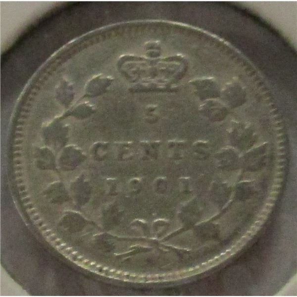 1901 CANADA VICTORIAN SILVER FIVE CENT