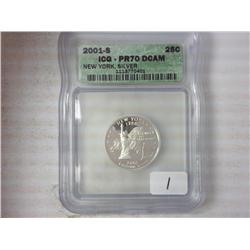 2001-S Silver New York Quarter ICG PR70DCAM