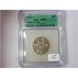 2001-D Rhode Island Quarter ICG MS67