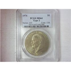 1976 Type II Ike Dollar PCGS MS64
