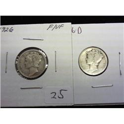1926 And 26-D Mercury Dimes