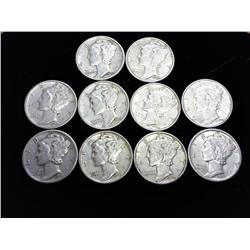 10-Assorted Mercury Dimes