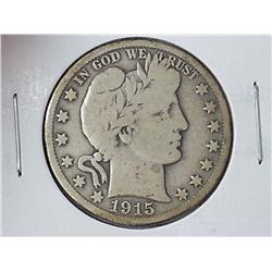 1915-S Barber Half Dollar (VG)