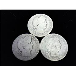 3 Assorted Barber Quarters