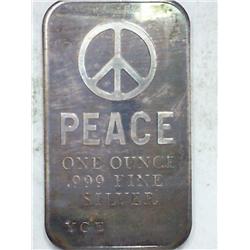 1 Ounce .999 Fine Silver Ingot (Peace)