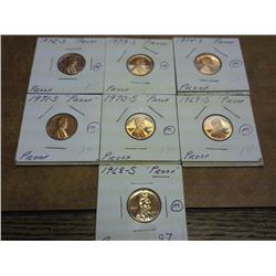 1968-S-1974-S Lincoln Cents (Proof) 7 Coins