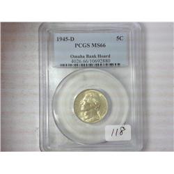 1945-D Jefferson Nickel PCGS MS66