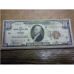 1929 US $10 Brown Seal National Currency