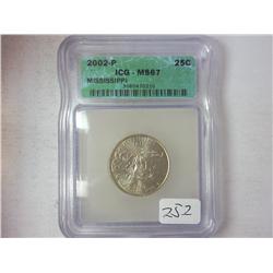 2002-P Mississippi Quarter ICG MS67