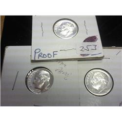 1962- 63 And 64 Roosevelt Dimes (Proof)