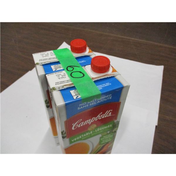 SHELF PULLS (AS IS):  CAMPBELLS VEGETABLE BROTH (2 CARTONS X 1 L)